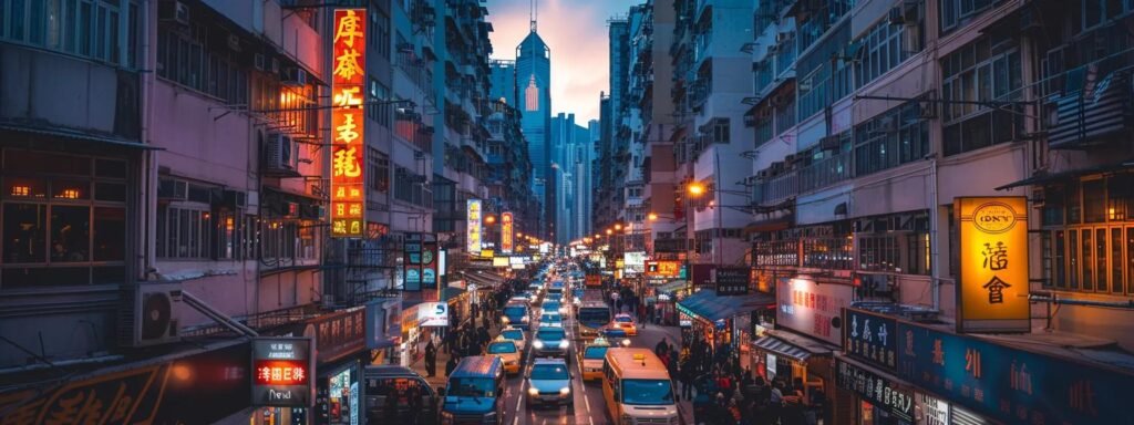 a vibrant cityscape at dusk, illuminated by glowing storefront signs and bustling foot traffic, captures the essence of a brand strengthened by local seo strategies.